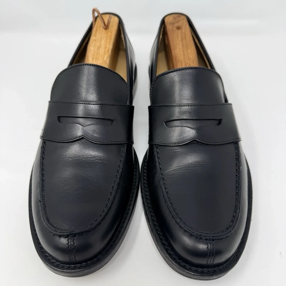 Johnston & Murphy Italy Made Penny Loafers Black Leather Dress Shoes 8.5 M